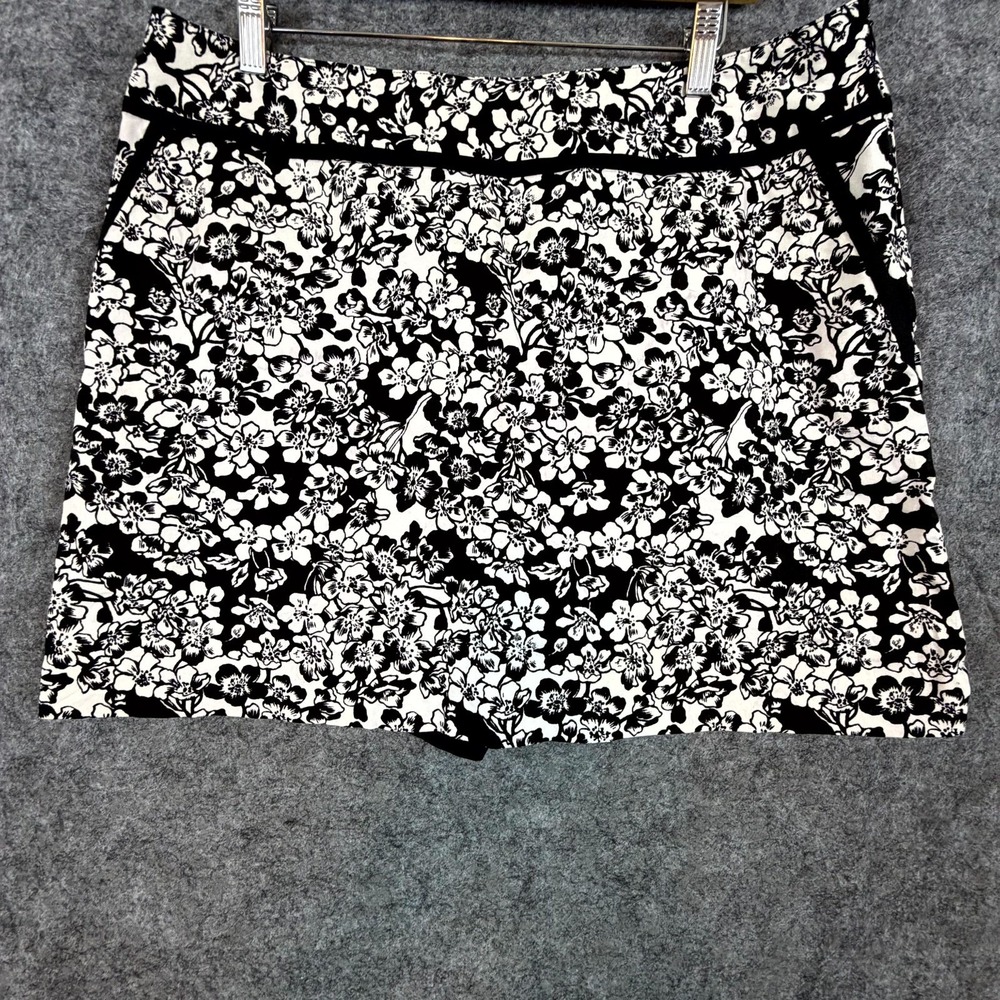 Lizgolf Skort Womens‎ 16 White Black Floral Print Cotton Stretch Tennis Athletic